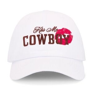 Brand New White 'Kiss Me Cowboy' Cap